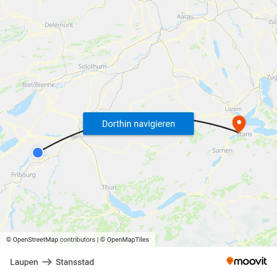 Laupen to Stansstad map
