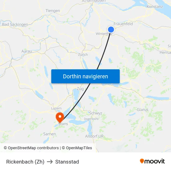 Rickenbach (Zh) to Stansstad map