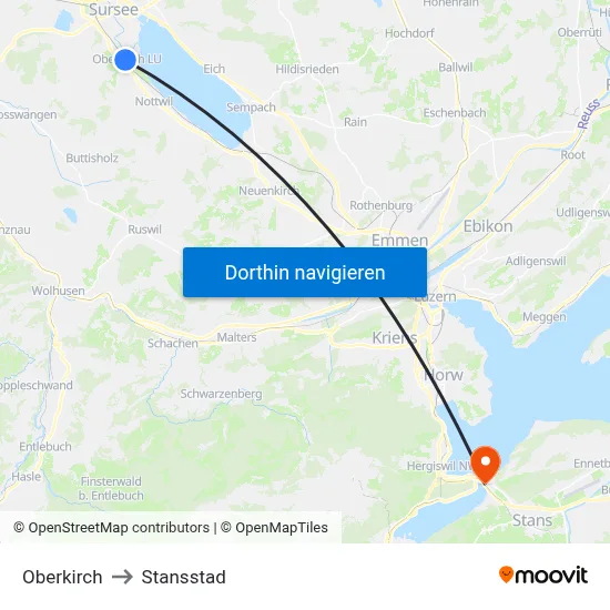Oberkirch to Stansstad map