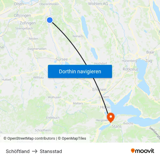 Schöftland to Stansstad map