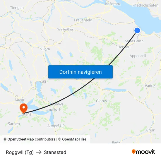 Roggwil (Tg) to Stansstad map