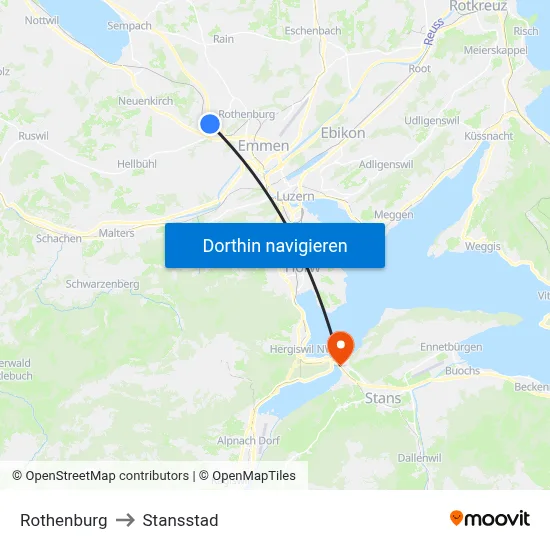 Rothenburg to Stansstad map