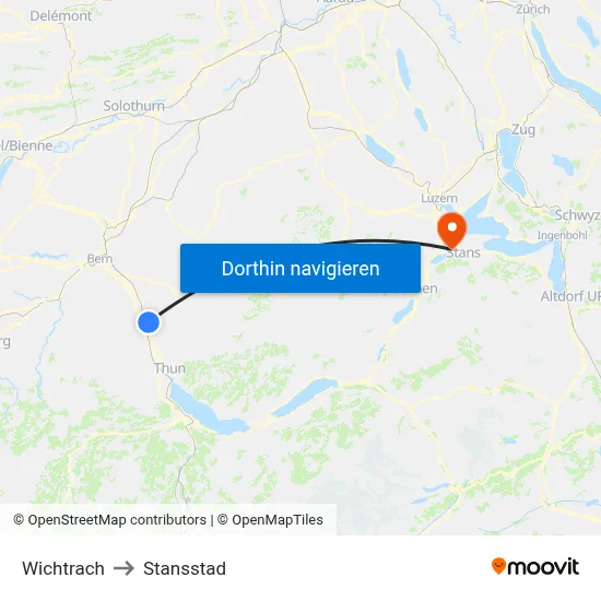 Wichtrach to Stansstad map
