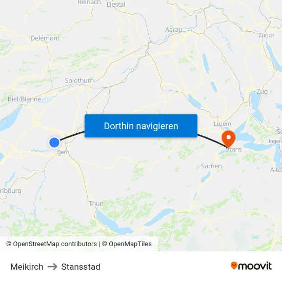 Meikirch to Stansstad map