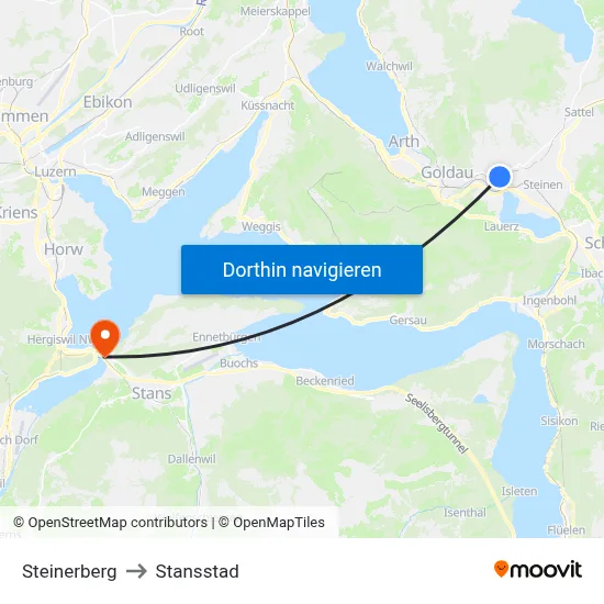 Steinerberg to Stansstad map