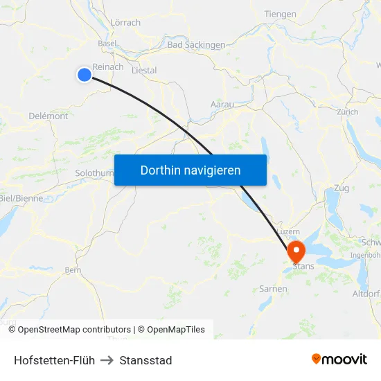 Hofstetten-Flüh to Stansstad map
