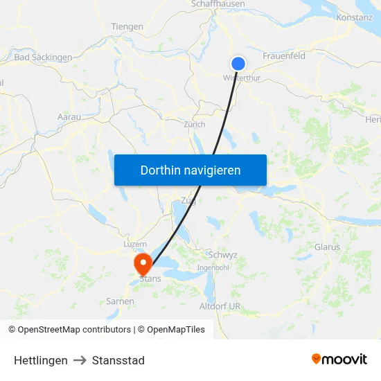 Hettlingen to Stansstad map