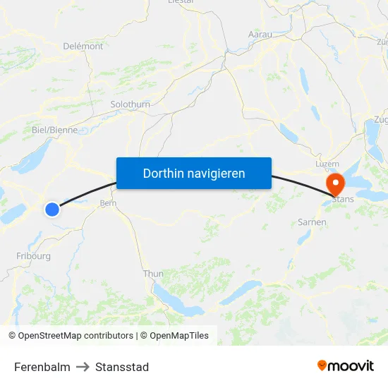 Ferenbalm to Stansstad map