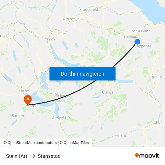 Stein (Ar) to Stansstad map