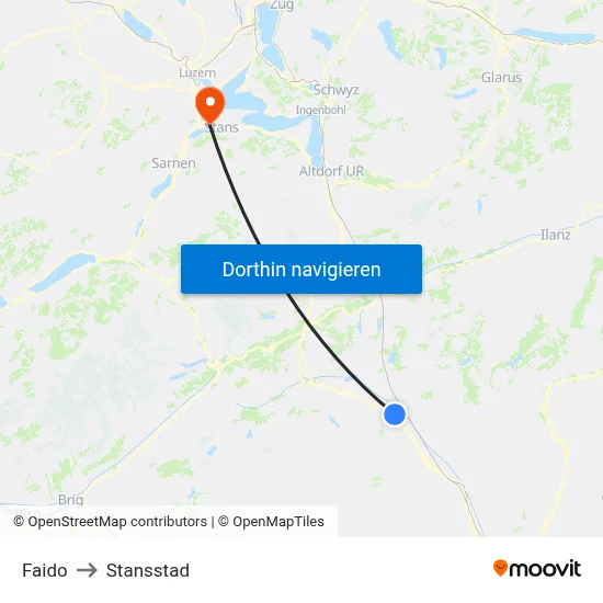 Faido to Stansstad map