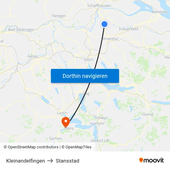 Kleinandelfingen to Stansstad map