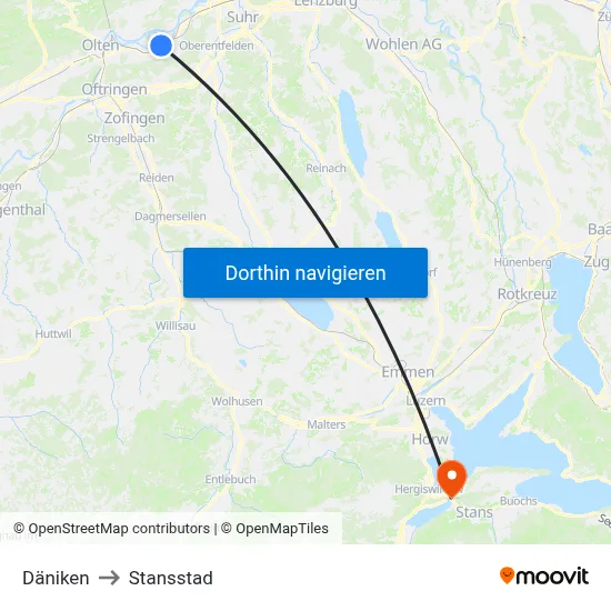 Däniken to Stansstad map
