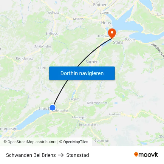Schwanden Bei Brienz to Stansstad map