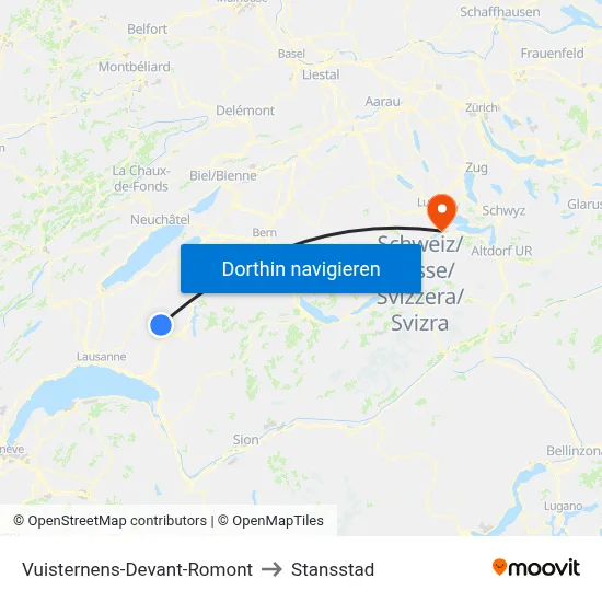 Vuisternens-Devant-Romont to Stansstad map