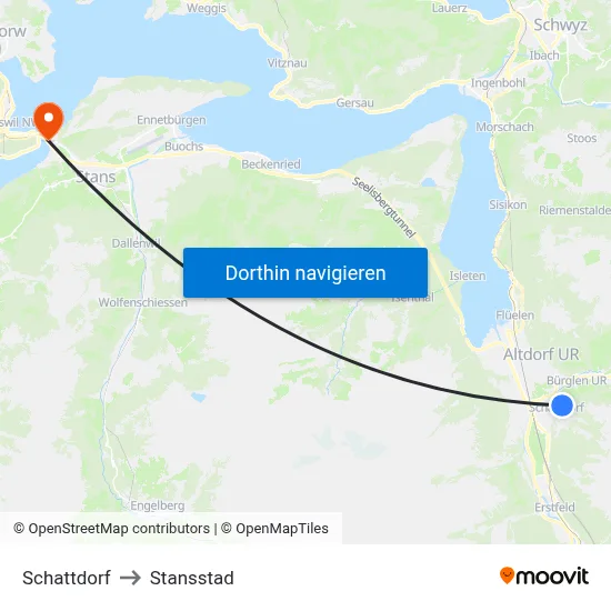 Schattdorf to Stansstad map