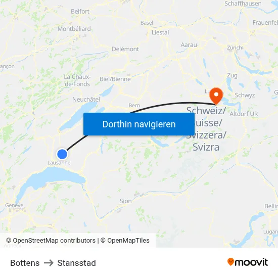 Bottens to Stansstad map