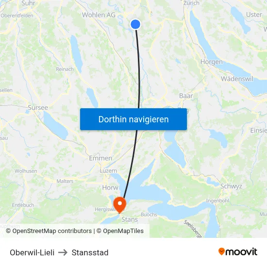 Oberwil-Lieli to Stansstad map