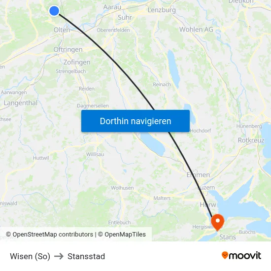 Wisen (So) to Stansstad map