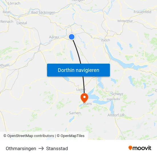 Othmarsingen to Stansstad map