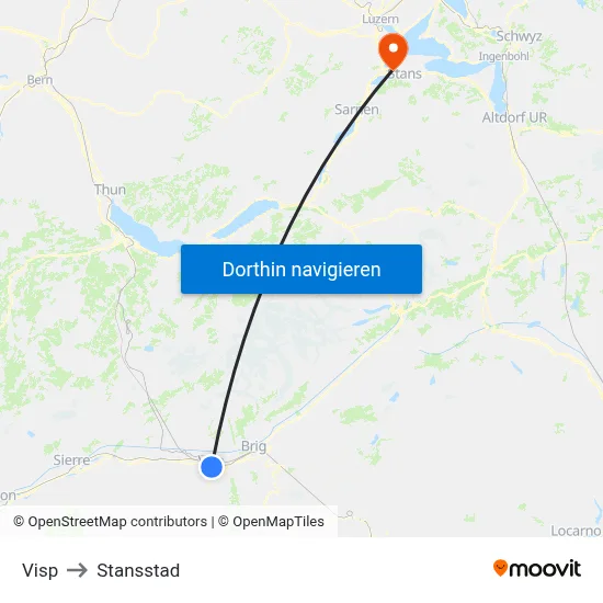 Visp to Stansstad map