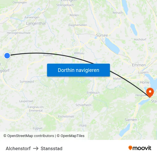 Alchenstorf to Stansstad map