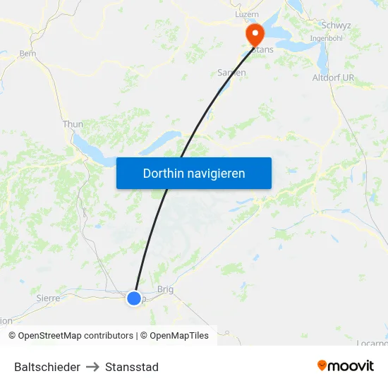 Baltschieder to Stansstad map