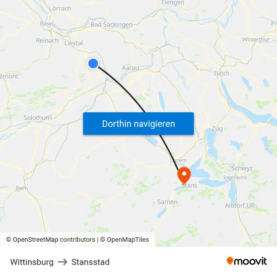 Wittinsburg to Stansstad map