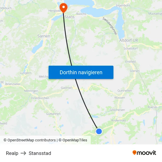 Realp to Stansstad map