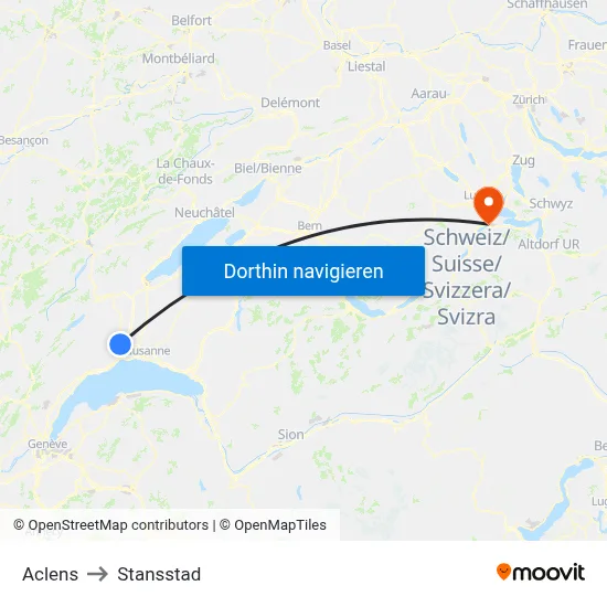 Aclens to Stansstad map