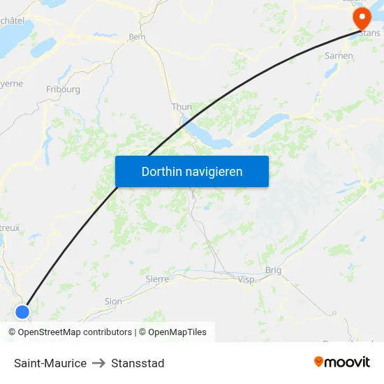 Saint-Maurice to Stansstad map