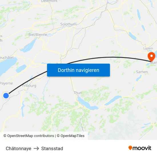 Châtonnaye to Stansstad map
