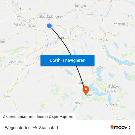 Wegenstetten to Stansstad map