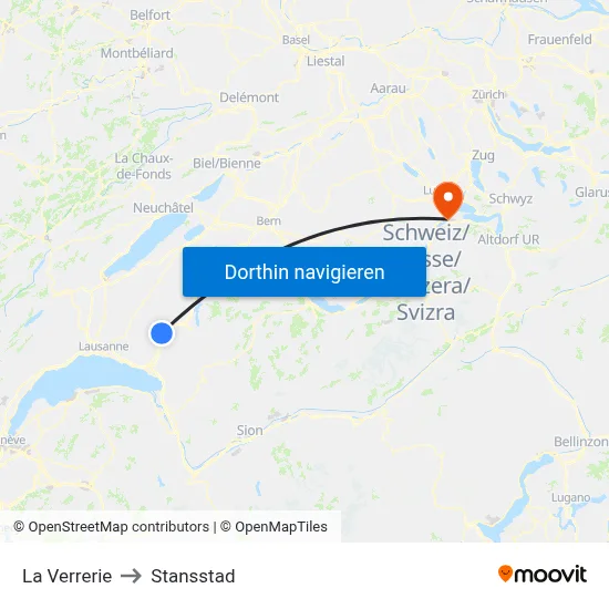 La Verrerie to Stansstad map