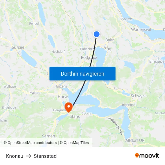 Knonau to Stansstad map