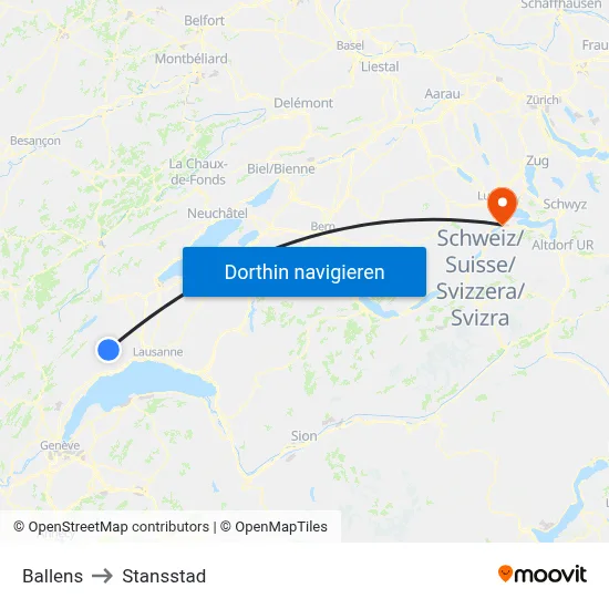 Ballens to Stansstad map