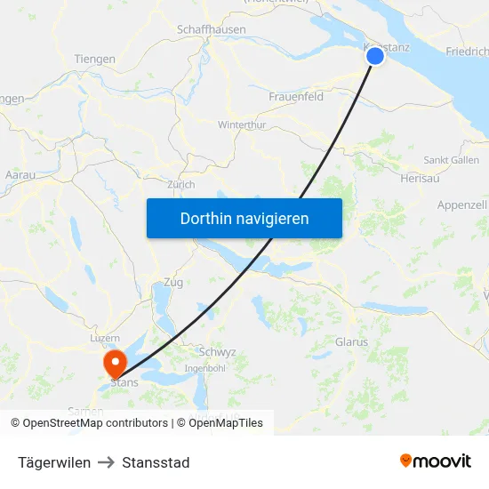 Tägerwilen to Stansstad map