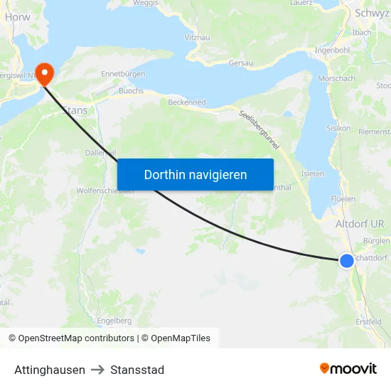 Attinghausen to Stansstad map