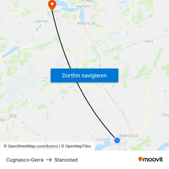 Cugnasco-Gerra to Stansstad map