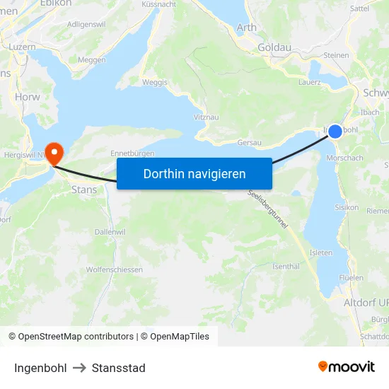 Ingenbohl to Stansstad map