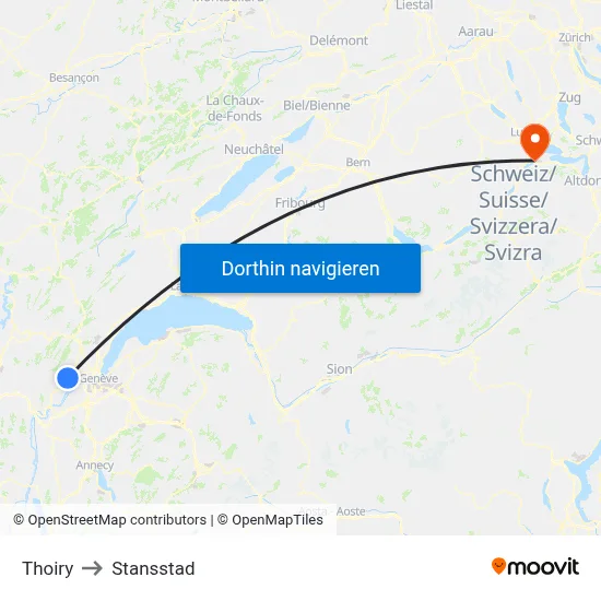 Thoiry to Stansstad map