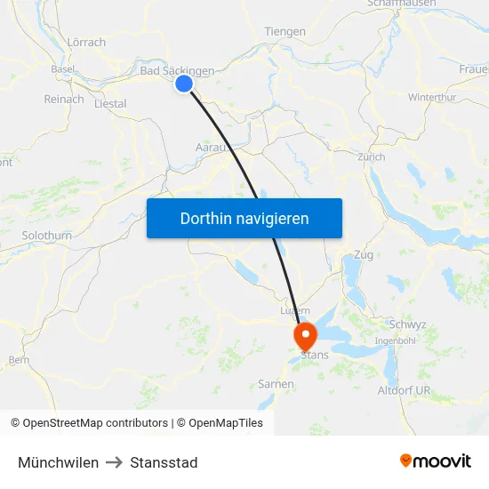 Münchwilen to Stansstad map