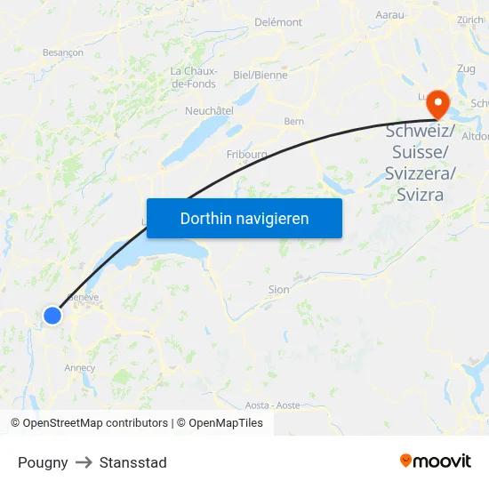Pougny to Stansstad map