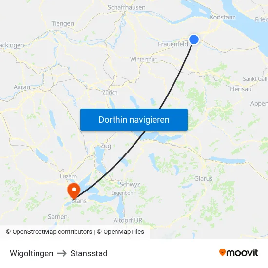 Wigoltingen to Stansstad map