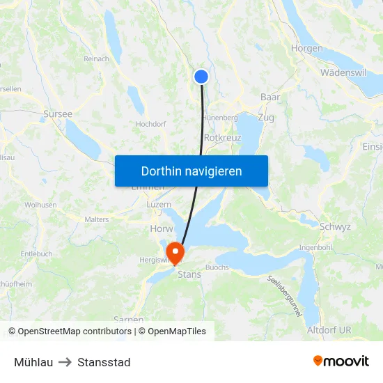 Mühlau to Stansstad map