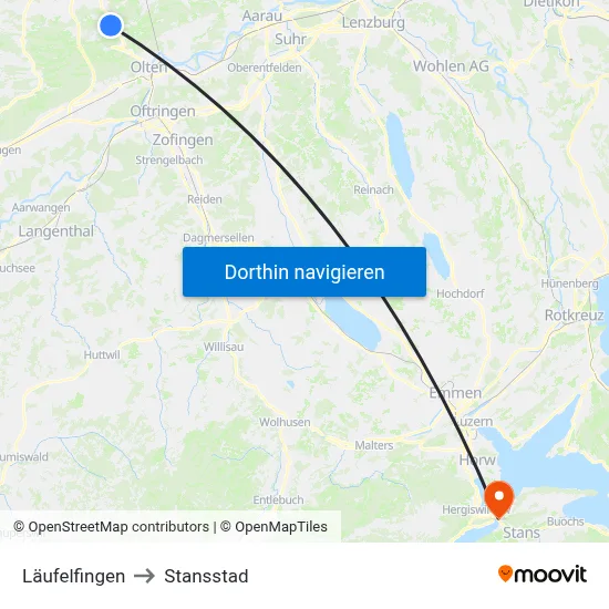 Läufelfingen to Stansstad map