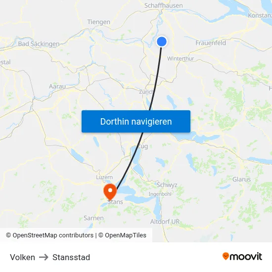 Volken to Stansstad map