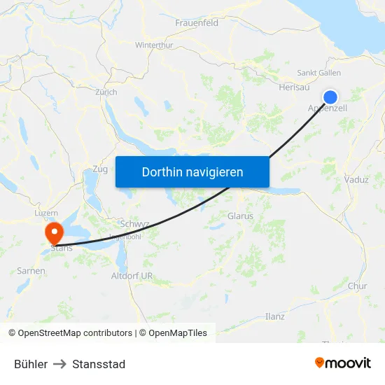 Bühler to Stansstad map
