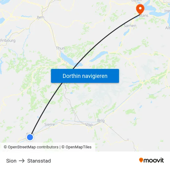 Sion to Stansstad map