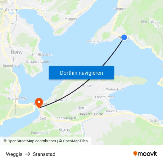 Weggis to Stansstad map