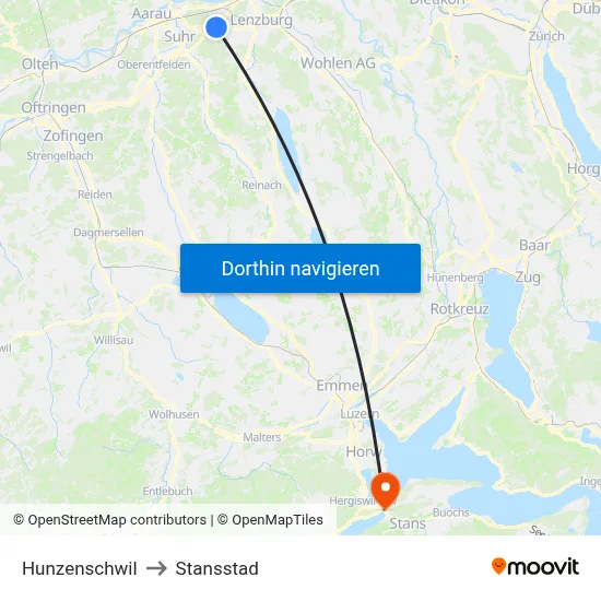 Hunzenschwil to Stansstad map